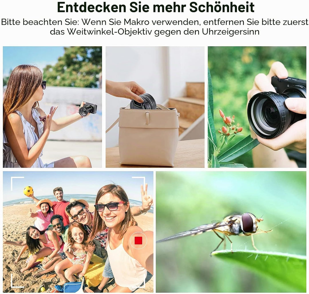 Weitwinkelobjektiv für Sony ZV1, ULANZI WL-1 18mm Weitwinkel mit 10X Makro, 2-in-1 Zusatzobjektiv fü