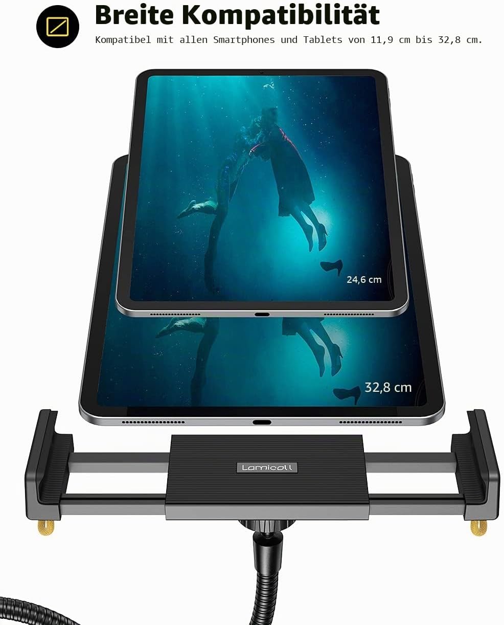 Lamicall Tablet Bodenständer, Tablet Halterung - Schwanenhals Halter mit Einstellbarer Höhe und Stab