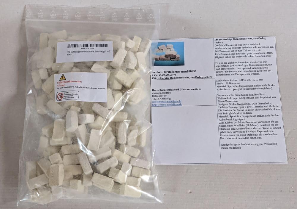 150 rechteckige Ruinenbausteine, sandfarbig (Ocker)
