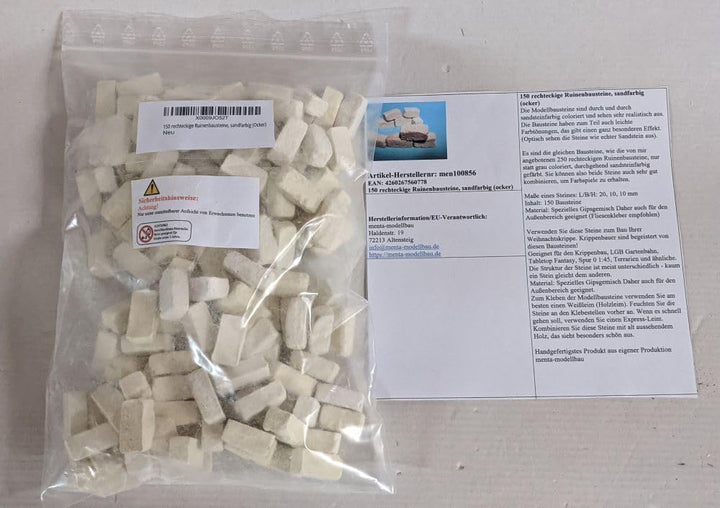 150 rechteckige Ruinenbausteine, sandfarbig (Ocker)