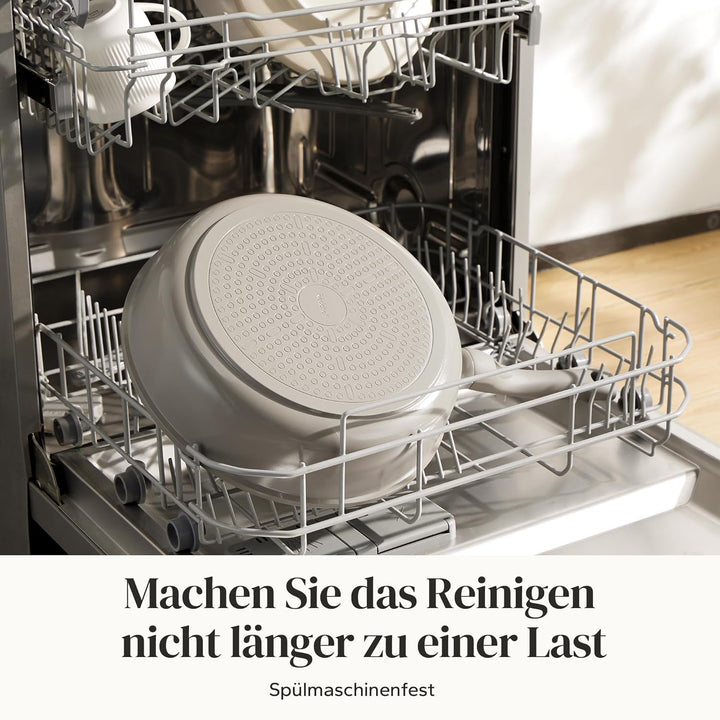 Redchef Keramik Schmorpfanne 28cm mit Deckel Hoher Rand, Antihaft Bratpfanne Induktion, Sauté Pfanne