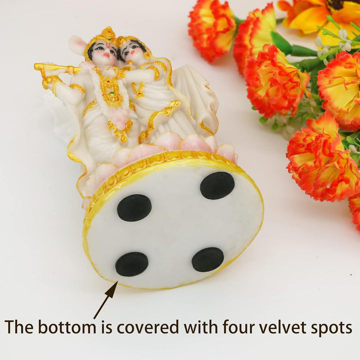 alikiki Hinduistische Radha Krishna Idols Statue, 14 cm hoch, Marmor-Optik, indischer Gott Krishna R