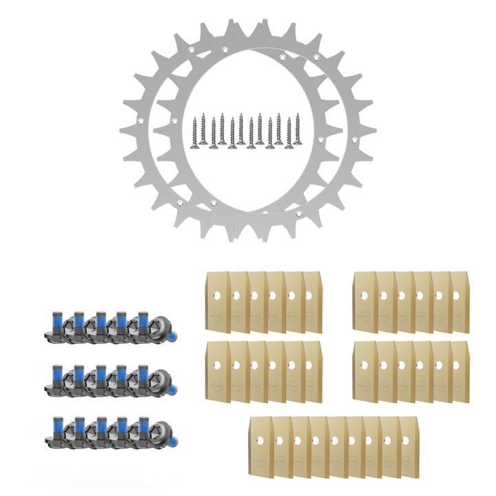 Bundle für Navimow i Serie – Edelstahl Spikes ⌀255 mm 3 mm + 33 Titan Ersatzklingen inkl. Schrauben