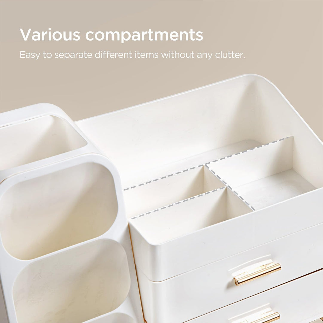 HBlife Makeup Kosmetik Organizer mit Schubladen, Pinsel Organizer, 3-in-1 Plastic Kosmetik Aufbewahr