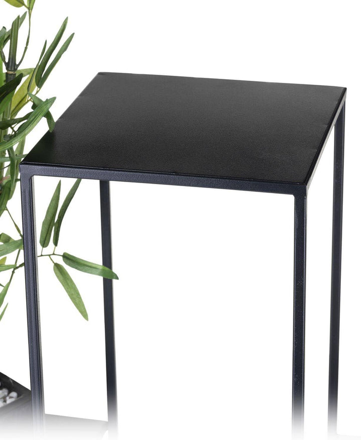 4 Etagen Blumentreppe - Metall Pflanzentreppe 70 cm Hoch - Blumenregal mit Platten 24 cm in Schwarz
