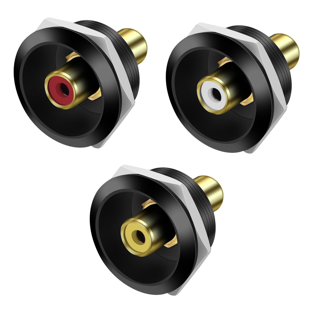 MEIRIYFA RCA Panel Mount Connectors, Cinch Buchse zu Buchse Kuppler Runde Adapter Eingebettet Gewind