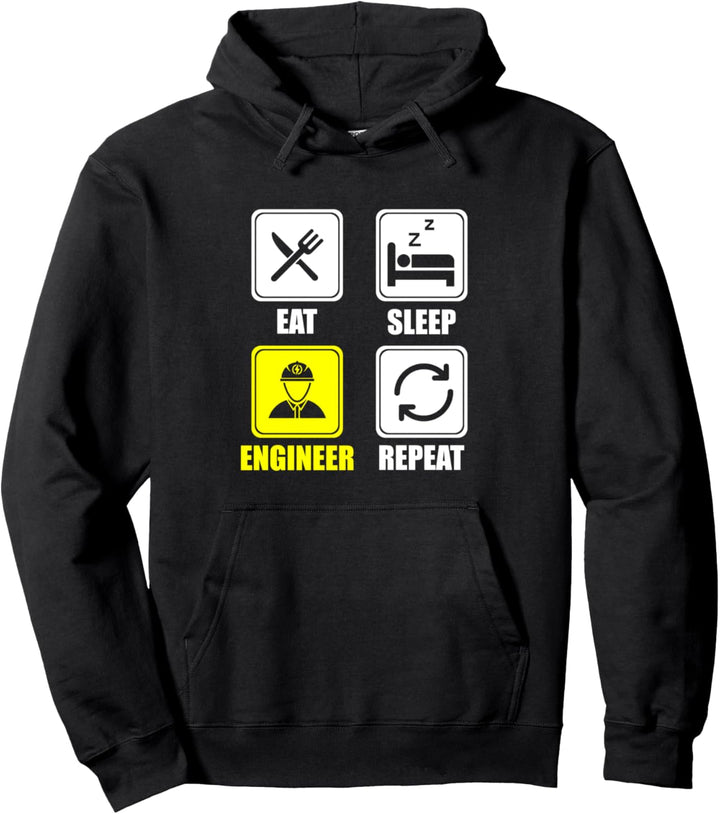 Cute Eat Sleep Engineer Repeat Engineering Funny College Pullover Hoodie