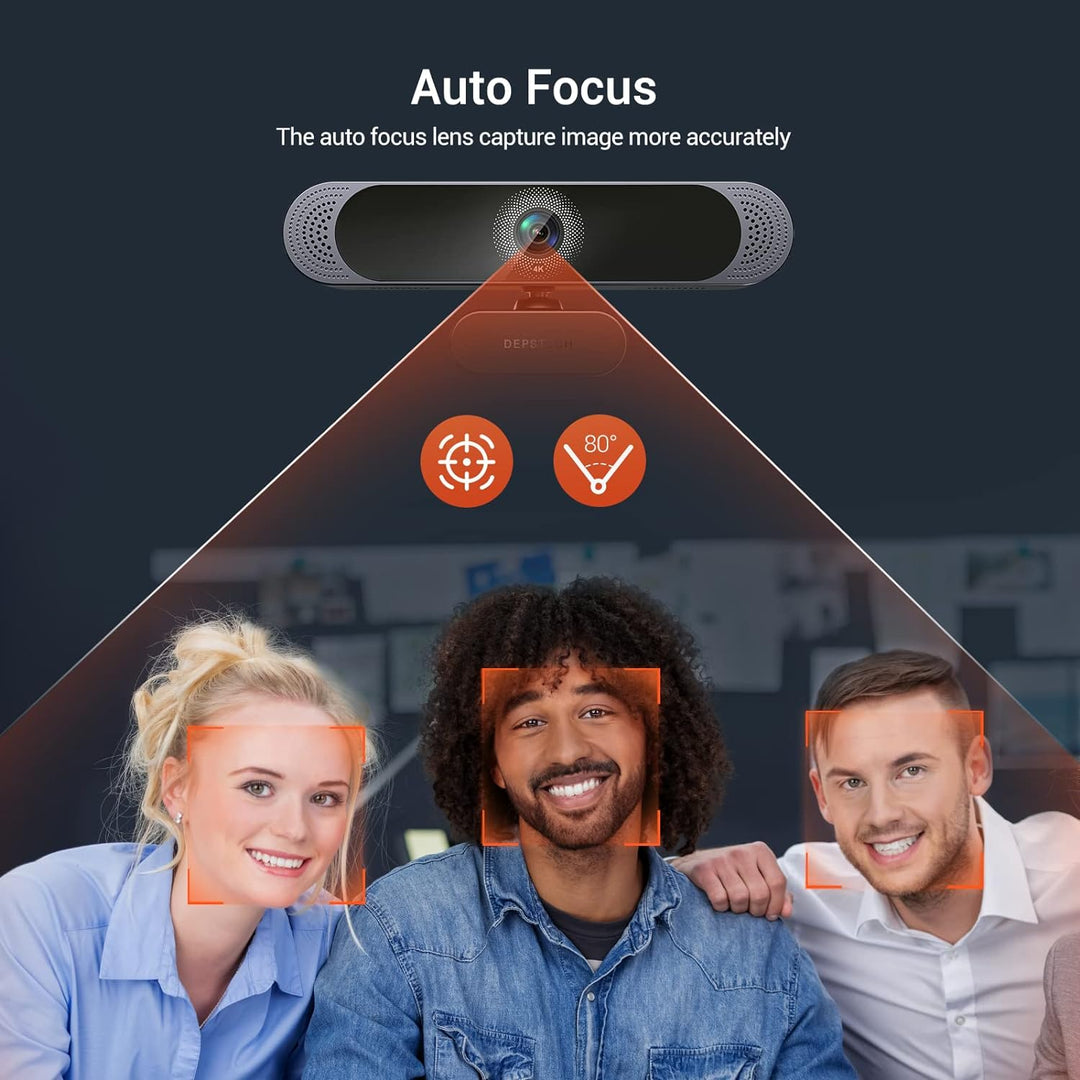 DEPSTECH Webcam with Microphone, 4K Webcam Autofocus Web Camera with Privacy Cover and Tripod, 8MP U
