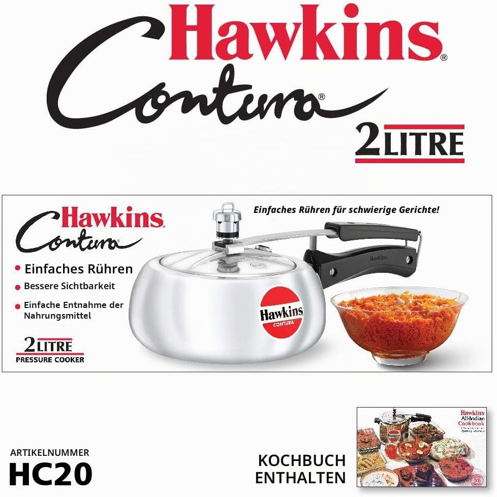 Hawkins HC20 Contura Schnellkochtopf, klein, Aluminium 2 litre, 2 litre