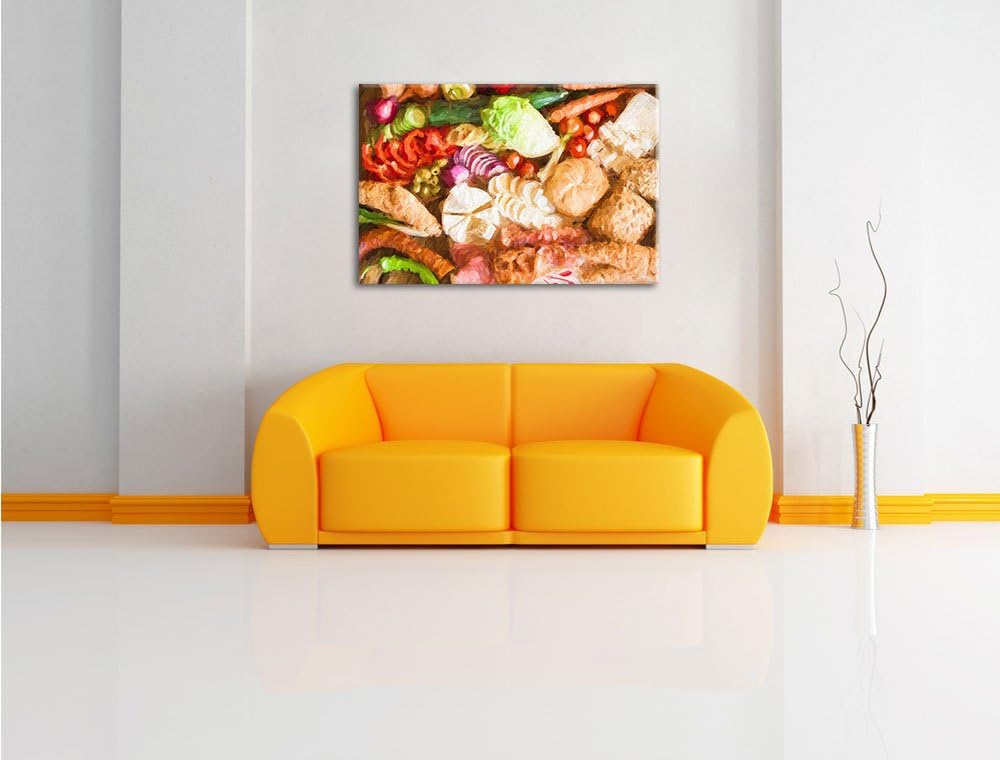 Pixxprint leckeres Frühstück als Leinwandbild/Grösse: 100x70 / Wandbild/Kunstdruck/fertig bespannt,