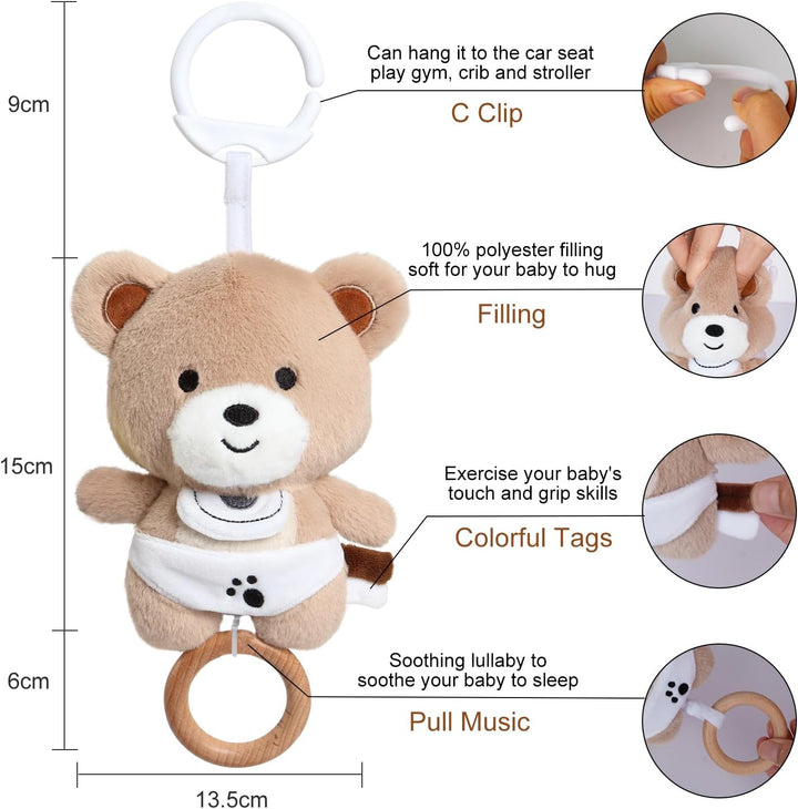 Spieluhr Baby Einschlafhilfe, Teddybär Plüschtier Spielzeug mit weiche Wiegenlied für 0+ Monaten Mäd
