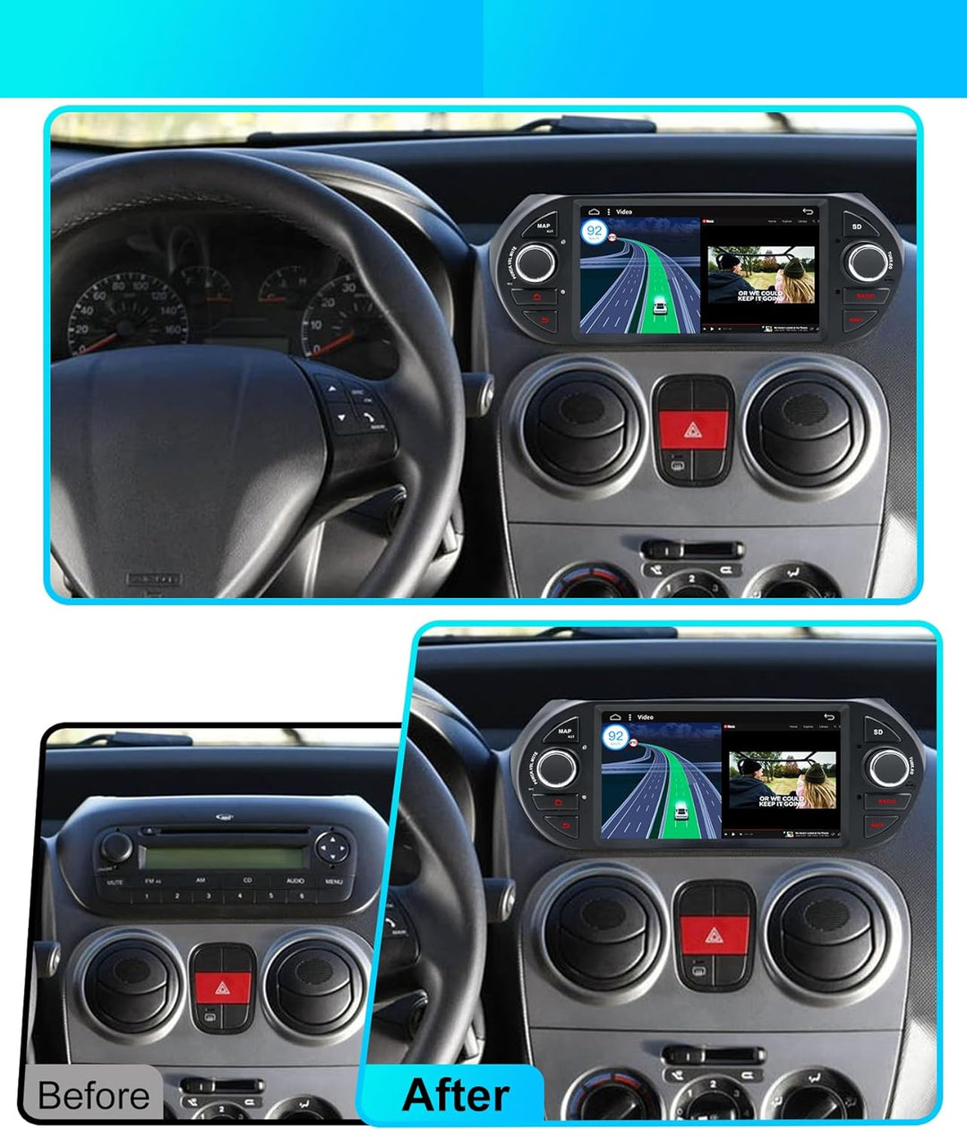 JOYX Android 12 Autoradio Kompatibel mit FIAT Fiorino/Qubo/Citroen Nemo/Peugeot Bipper – Rückfahrkam