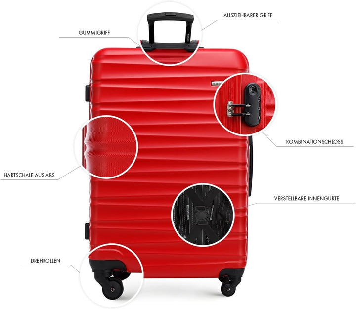 WITTCHEN Reisekoffer 4er Koffer-Set Rollkoffer Trolley Handgepäck Hartschale aus ABS mit 4 Spinner-R