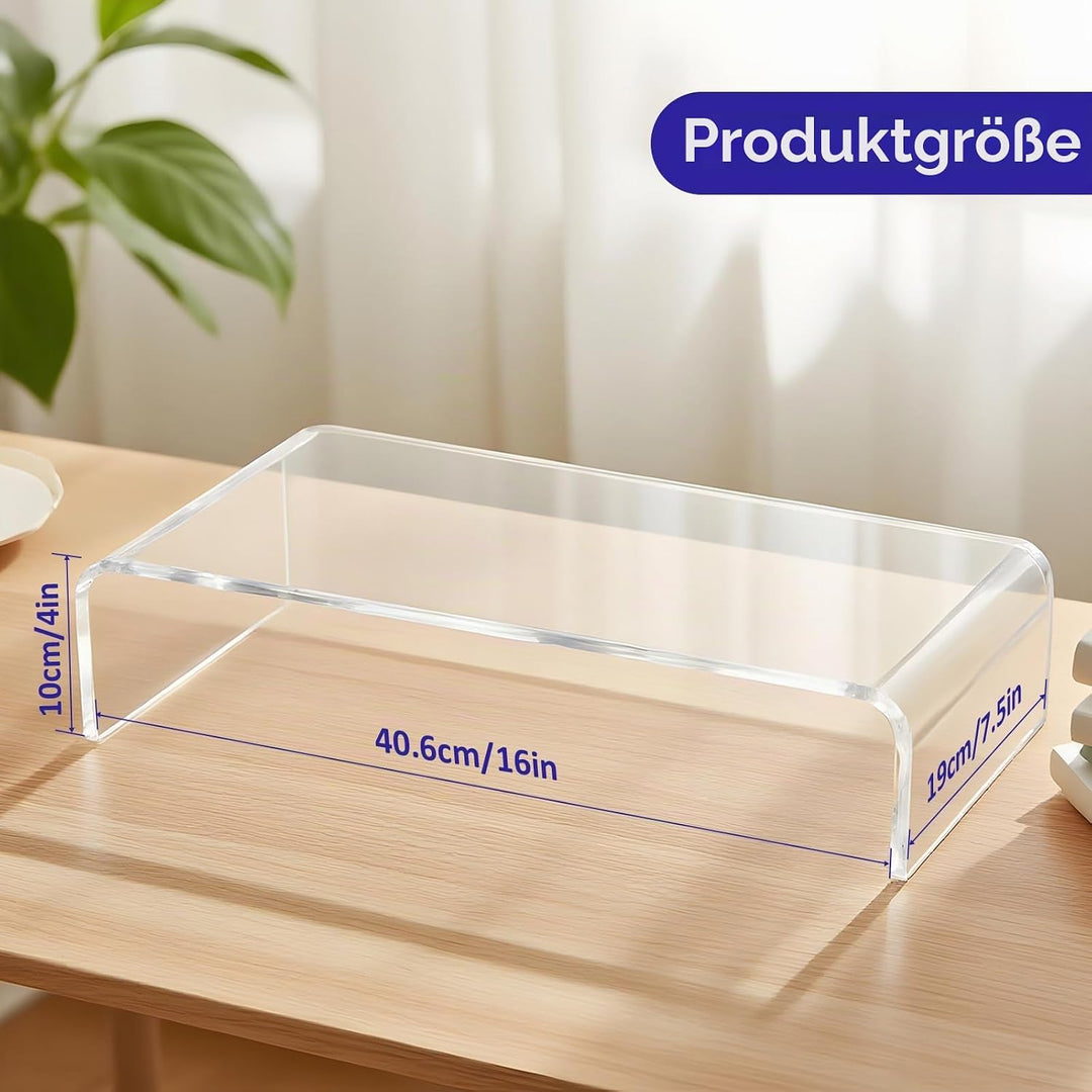 Windfromort Acryl Monitorständer - Bildschirmerhöhung aus Acryl - Transparenter Schreibtisch-Monitor
