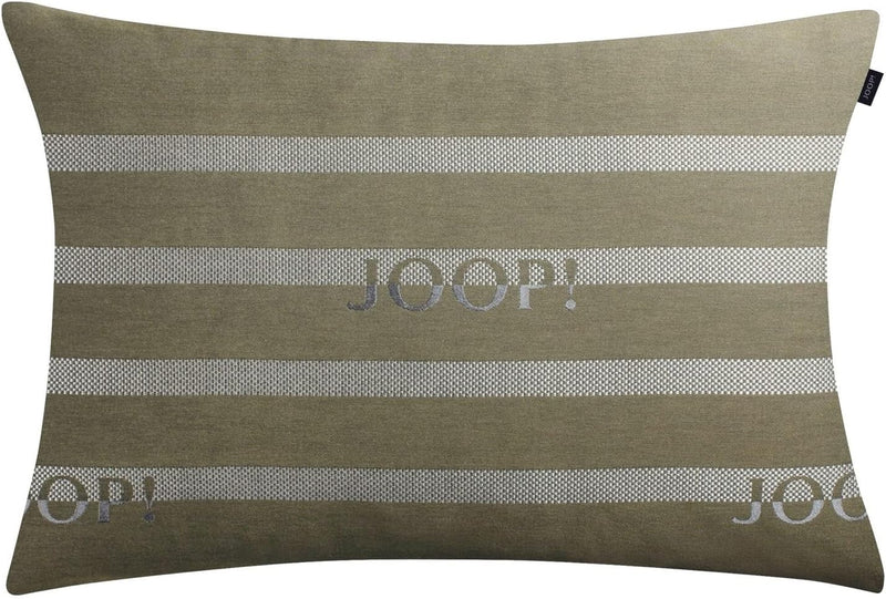 Joop! Kissenhülle Logo Stripes | 90 Oliv - 40 x 60