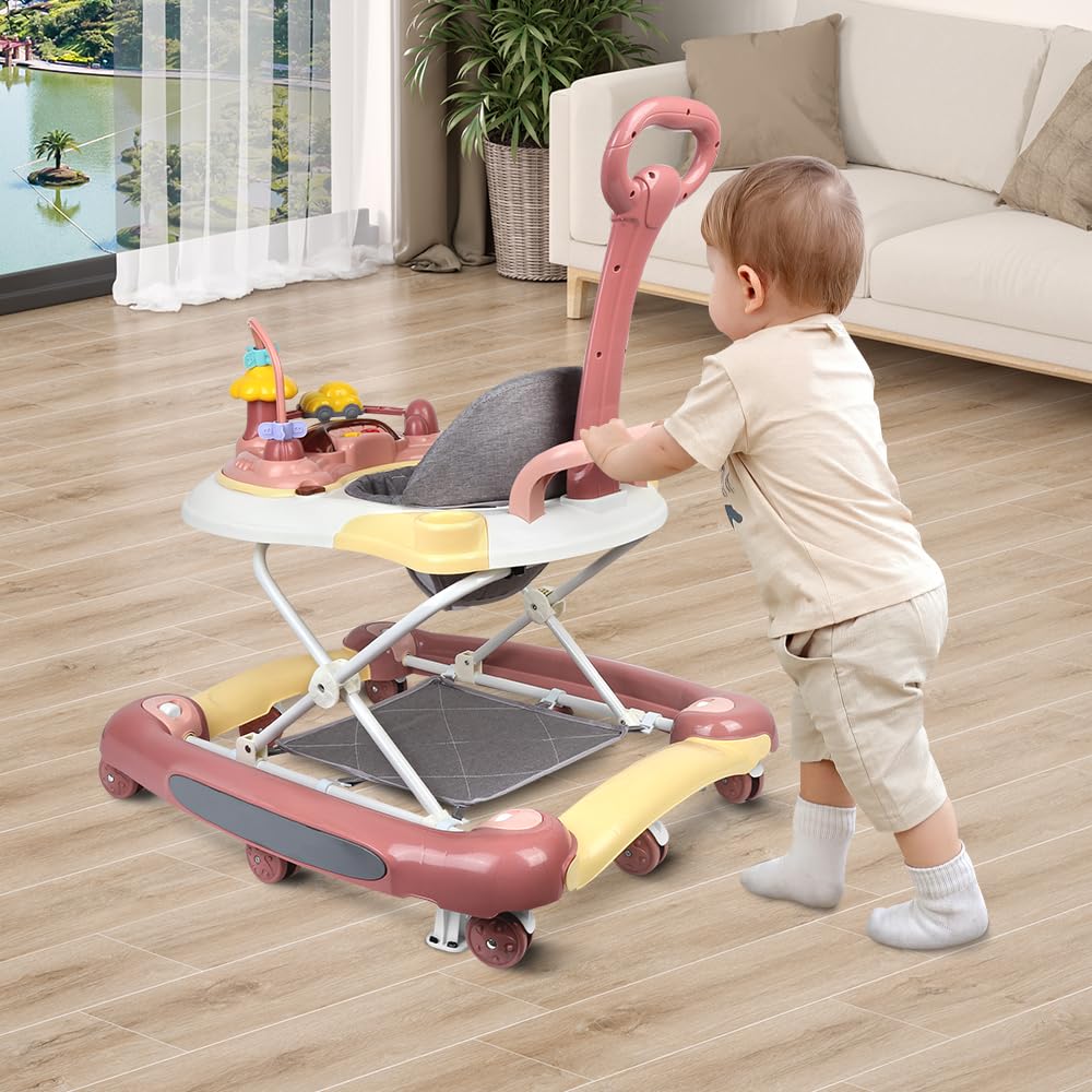 Lauflernhilfe für Babys, 4-in-1, Lauflernhilfe für Mädchen, Jungen, 6-18 Monate, Musikscheibe + hohe