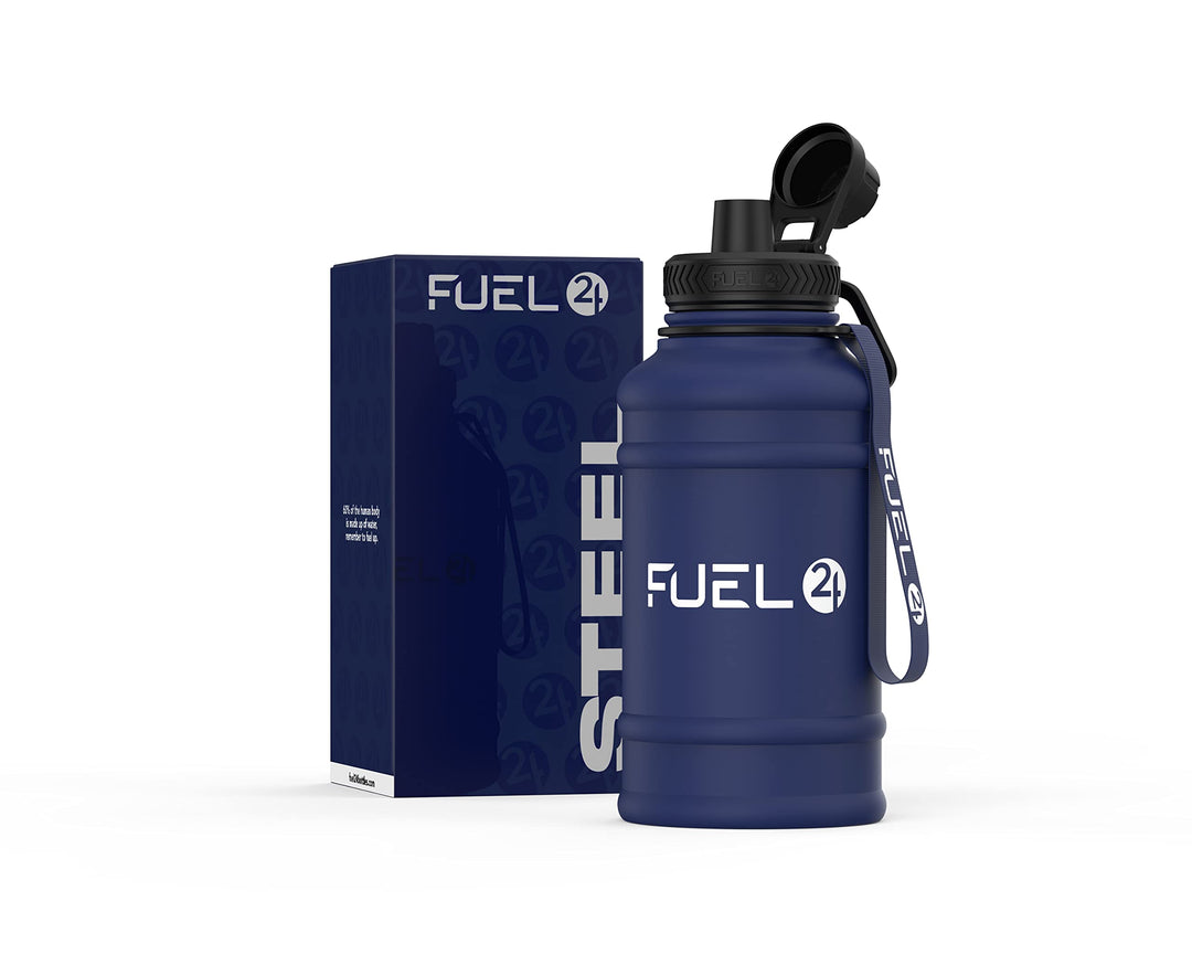 Fuel24 Extra Stark Trinkflasche Edelstahl Metall 1.3L & 2.2L - Auslaufsicher & BPA-Frei Wasserflasch