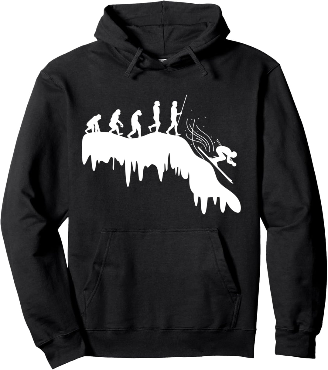Evolution Skifahren lustiges Geschenk Wintersport Skifahrer Pullover Hoodie