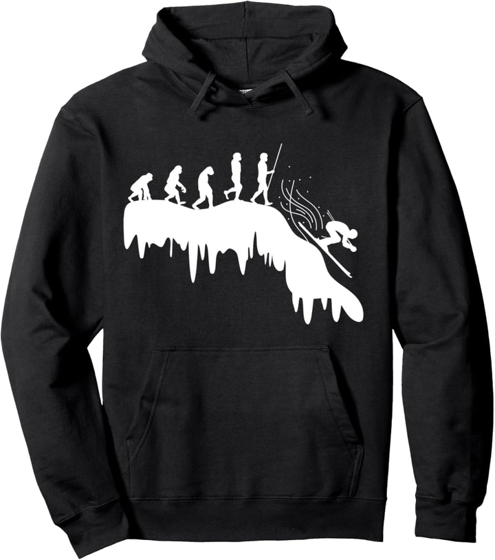 Evolution Skifahren lustiges Geschenk Wintersport Skifahrer Pullover Hoodie