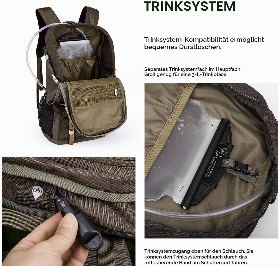 Mountaintop 40L Wanderrucksack Herren Damen mit Regenhülle für Reisen 40 Liter Braun, 40 Liter Braun