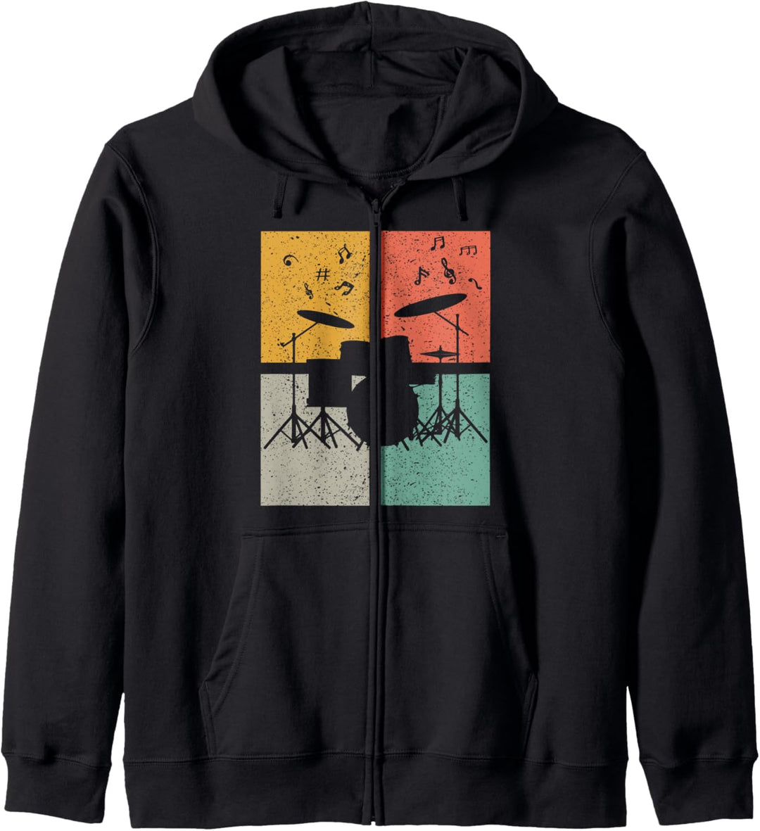 Vintage Drummer Schlagzeug Retro Musiknoten Schlagzeuger Kapuzenjacke