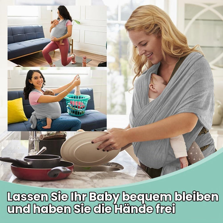 AOOWU Babytrage Tragetuch Baby Neugeborene bis 15 kg - Freihändiges Babytragetuch -Einfach Anzuziehe