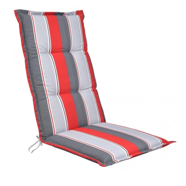 LILENO HOME Gartenstuhl Auflagen als [1er Set - Hochlehner] in Streifen Rot Grau Neu - Bequeme Liege