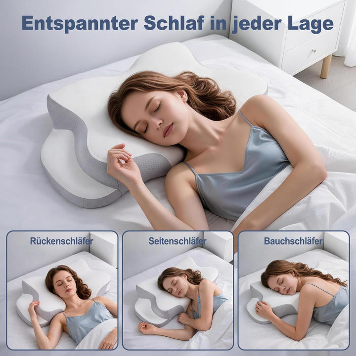 Orthopädische Kissen, Ergonomisches Kopfkissen, aus hochwertigem Memory Foam, mit Atmungsaktivem, Ab