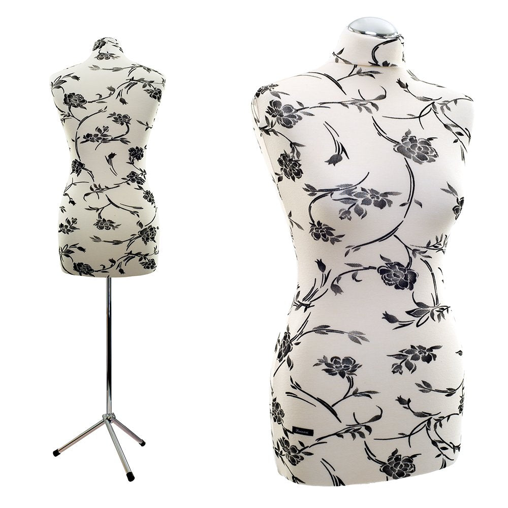 | Schneiderpuppe von LUCCESI | weibliche Büste Grösse/Size: L (40-42) | Bezug Creme-Weiss / florales