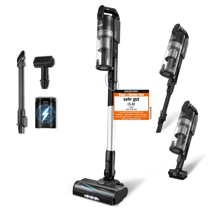 Levoit Akku Staubsauger - 70 Min Laufzeit - 99,99 Prozent HEPA Filtrationseffizienz - Mini Motorbürs