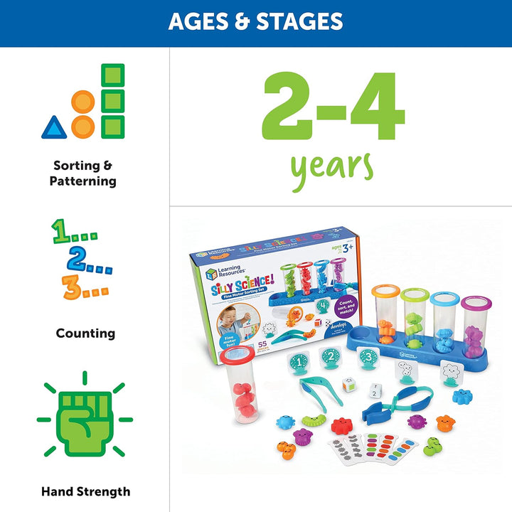 Learning Resources Lustige Wissenschaften – Feinmotorik Lernspiel ab 3 Jahren, Mint-Spielzeug für Ki