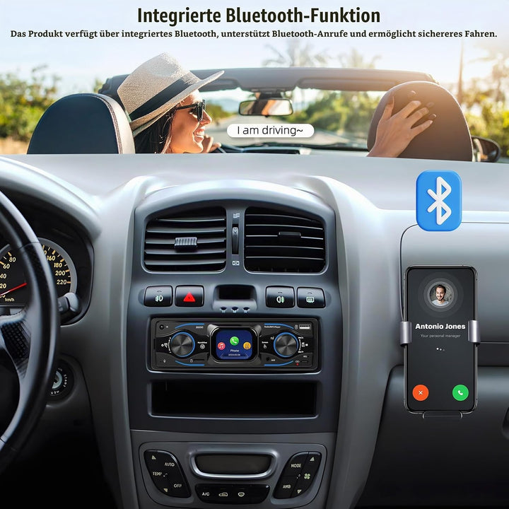 CAMECHO 1 Din 2.17 Zoll Smart Touch HD Bildschirm Auto Autoradio Bluetooth Handsfree Digital Media P