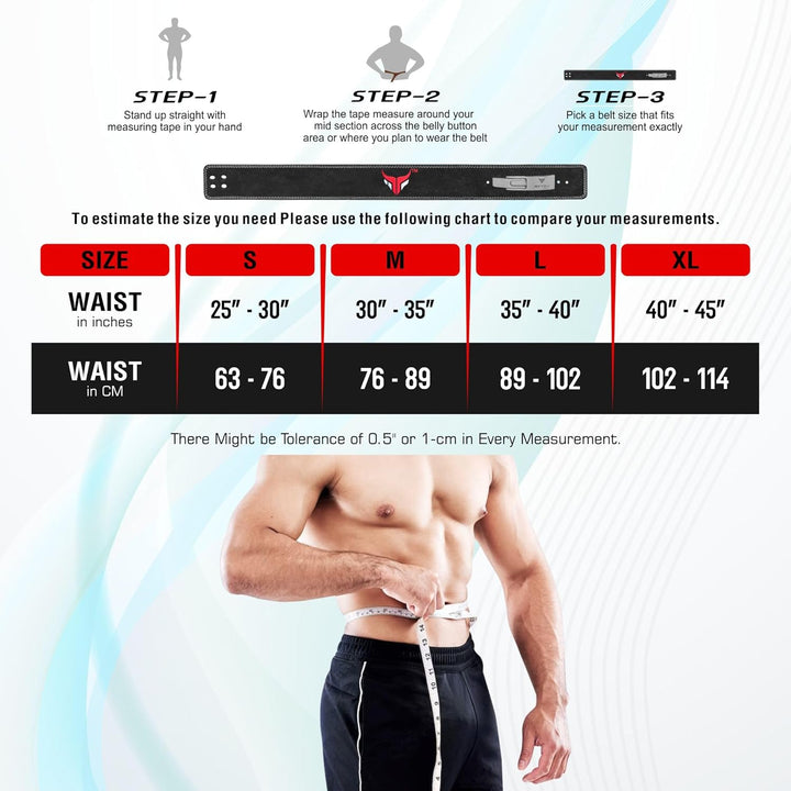 Mytra Fusion gewichthebergürtel 100% Echtes Leder Weightlifting Belt weisse Schnalle, Lifting Belt f