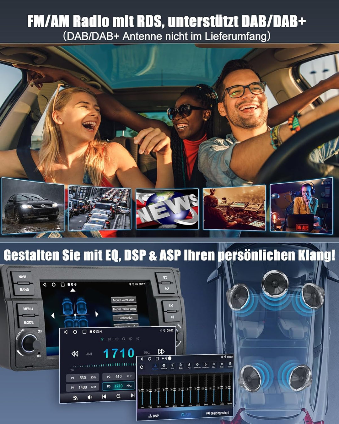 Lehwey Bluetooth Autoradio mit Bildschirm für BMW E46 3 Serien 1998-2006 M3 Rover ZT mit Navi WLAN A