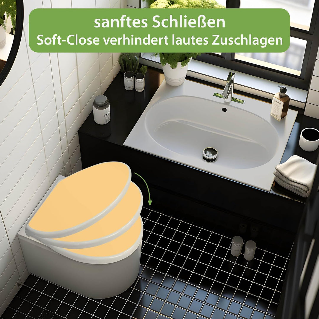 banjado Toilettendeckel mit Absenkautomatik 44,5x37cm - Soft Close Toilettensitz - WC Sitz mit Absen