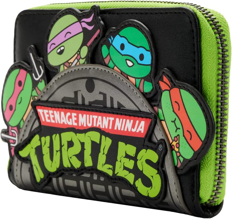 Loungefly TMNT Geldbörse mit umlaufendem Reissverschluss, Mehrfarbig, faltbar