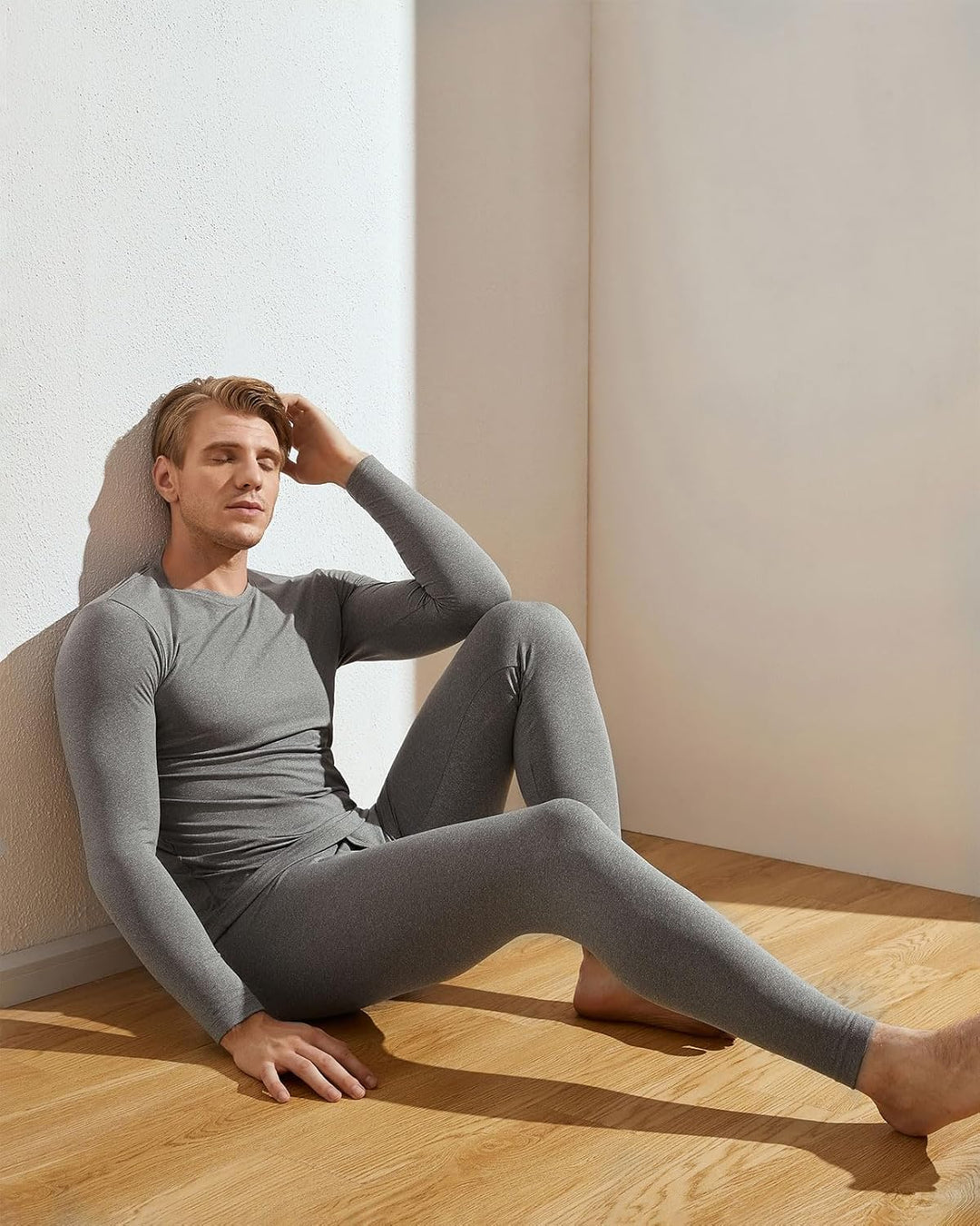 LAPASA Herren Innenfleece Thermounterwäsche Set, Thermounterhemd & Thermohosen Funktionsunterwäsche