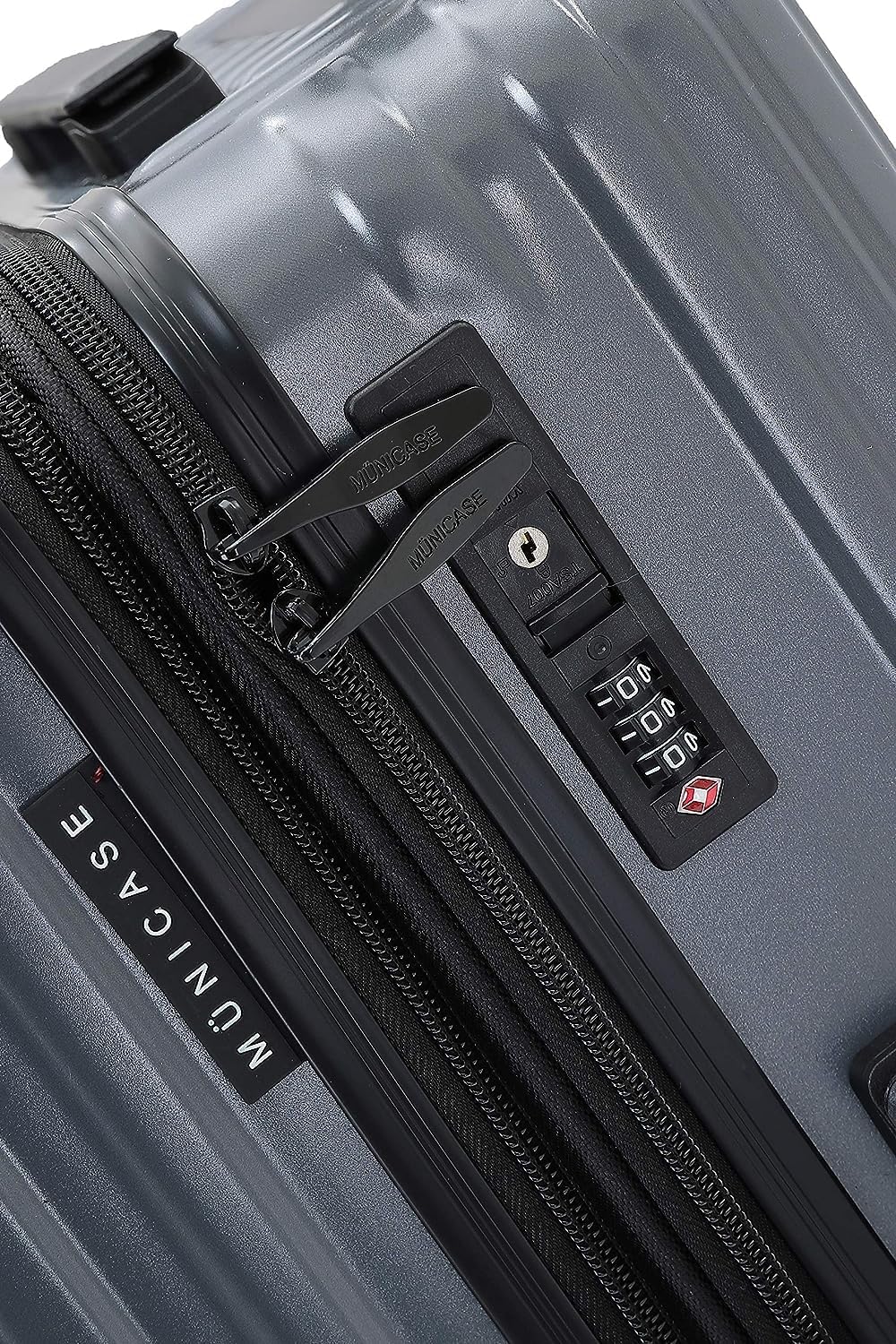 Münicase M816 TSA-Schloss Koffer Reisekoffer Trolley Kofferset Hardschale Boardcase (Grey, Grosser K