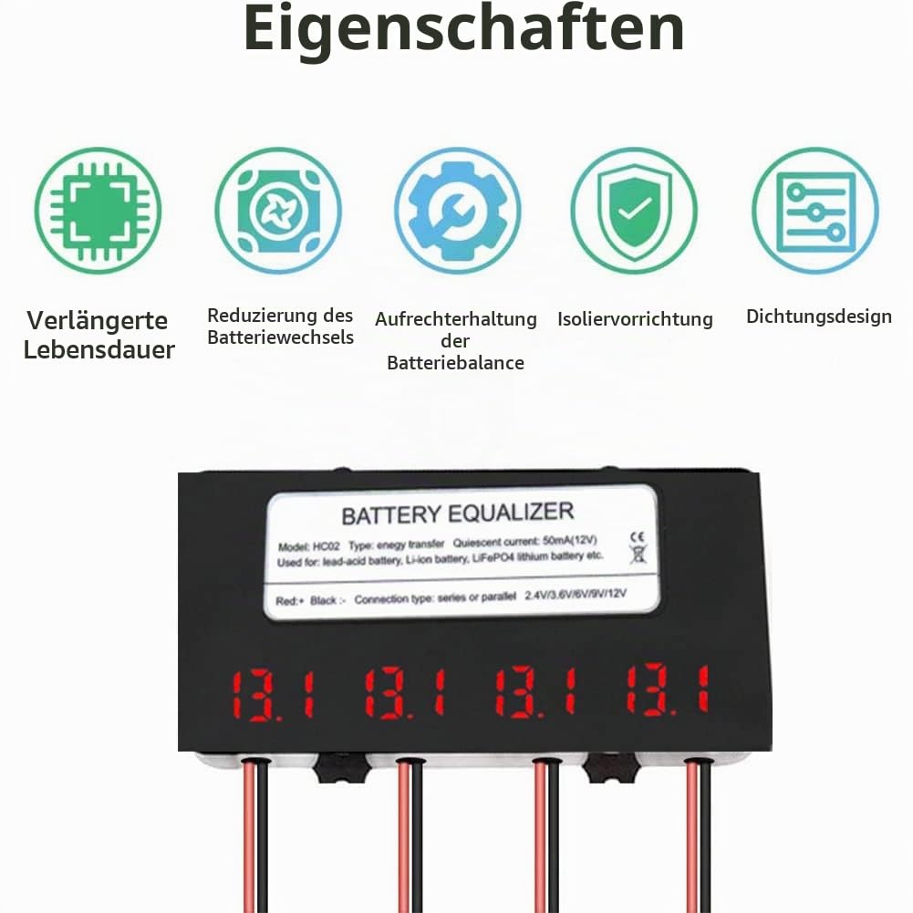 SolaMr 48V Batterie-Equalizer 4x12V Batterie Ausgleicher Battery Balancer Equalizer für Gel/Hochwass