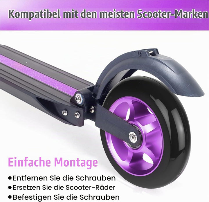 Stunt Scooter Rollen100mm, 2 Stück Stunt Scooter Räder Ersatzräder mit ABEC/ 9 Kugellager/Härtegrad