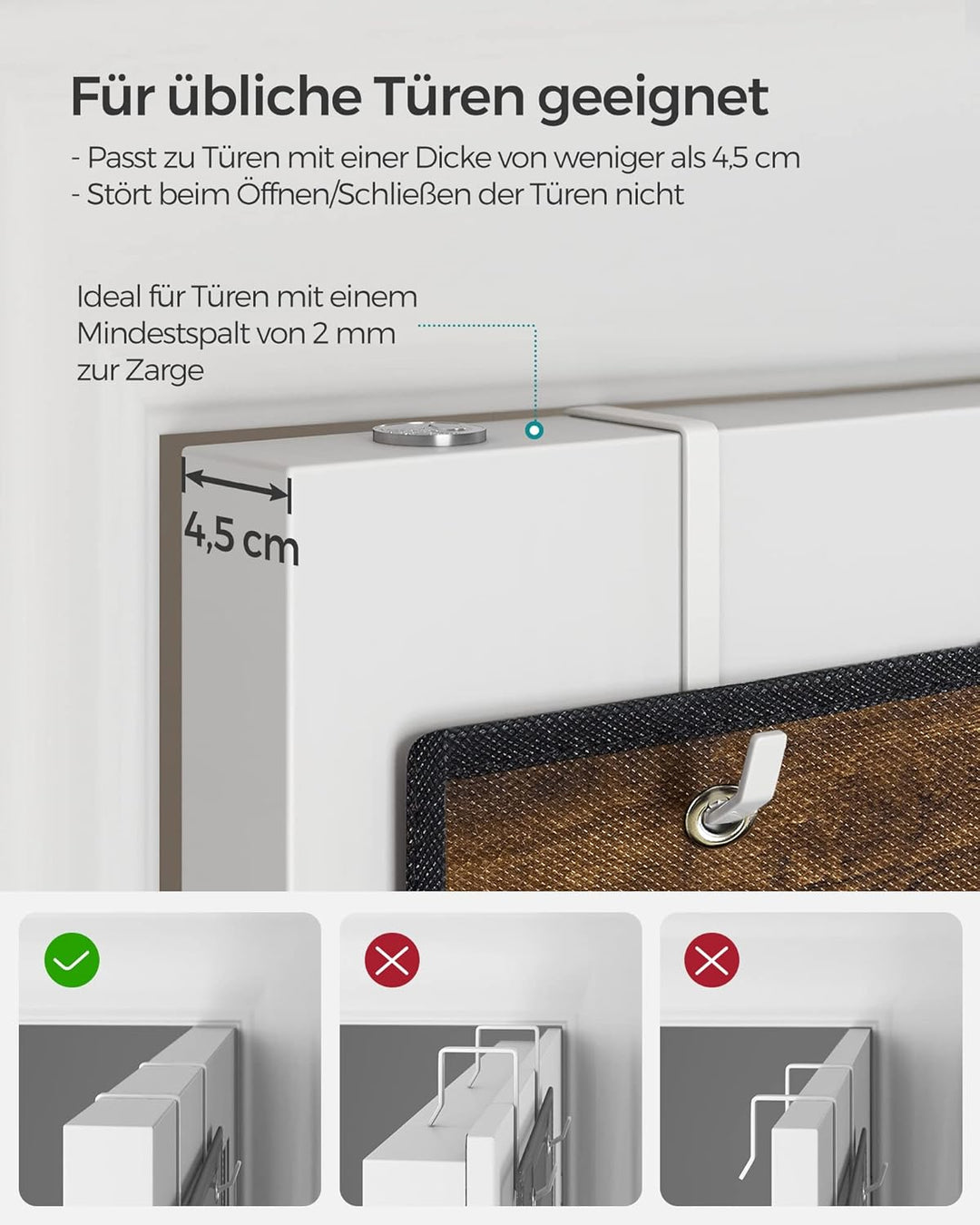 SONGMICS Hängeorganizer mit 4 Taschen, Hängeregal, Kleiderschrank-Organizer, Hängeaufbewahrung, Tür-