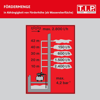 T.I.P. Hauswasserwerk HWW 900/25 + T.I.P. 31009 Saugschlauch Ansaugschlauchgarnitur Fördermenge 2.80