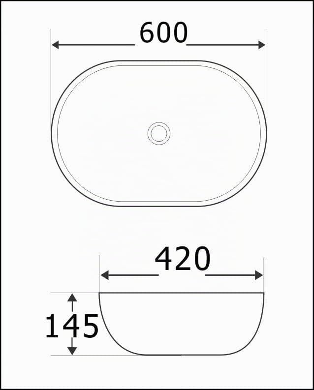 VBChome Badmöbel 60 cm Weiss Aufsatzwaschbecken ohne Hahnloch 60x42 cm Aufsatzwaschtisch mit Waschbe