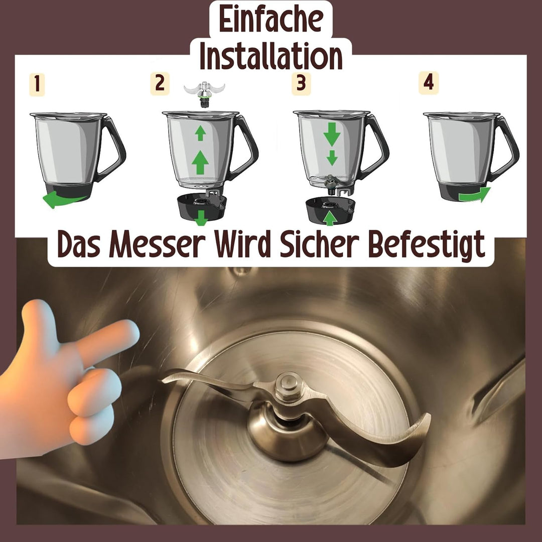 Teigmesser für Thermomix TM6,TM5 Edelstahl Teigmischmesser (mit Dichtungsring) Küchenmaschinen-Mixer