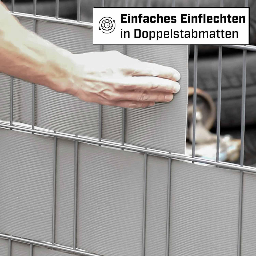 Zaunrebell - Sichtschutzstreifen aus PP - 252x19 cm für Doppelstabmattenzaun, Gittermattenzaun - Mad