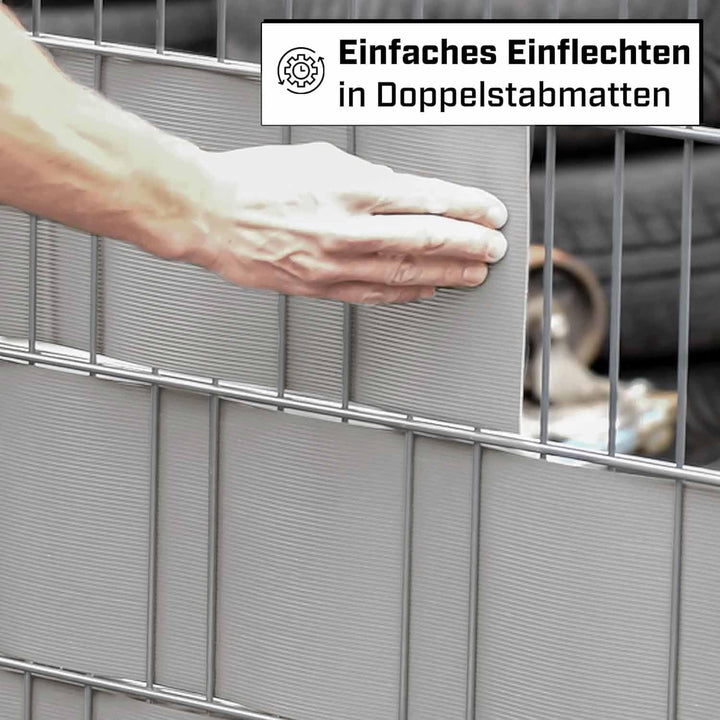 Zaunrebell - Sichtschutzstreifen aus PP - 252x19 cm für Doppelstabmattenzaun, Gittermattenzaun - Mad