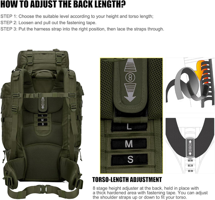 Mardingtop 70L Militär Rucksack Trekkingrucksack mit Regenschutz Wanderrucksack im Freien Grosse Kap