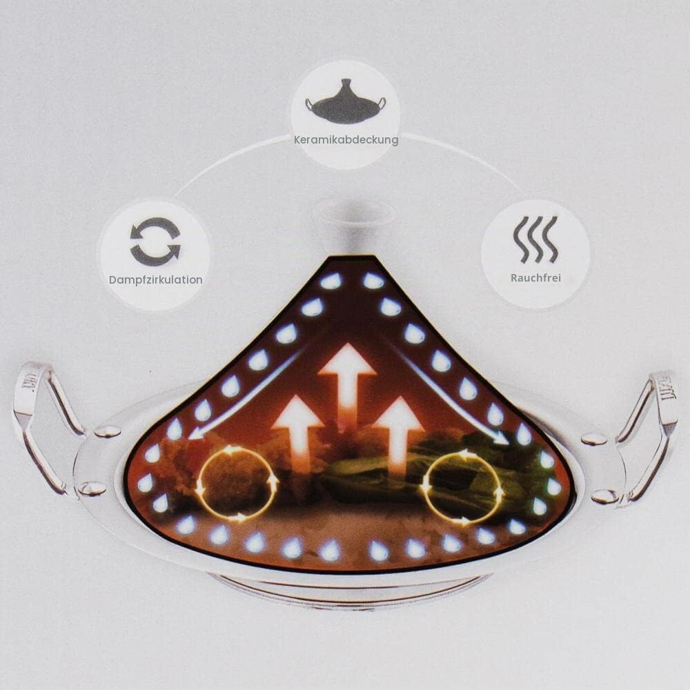 Marokkanische Tajine Tagin Tajin Royal Ø 30 cm Keramik Induktion Kochtopf, orientalischer Kochtopf