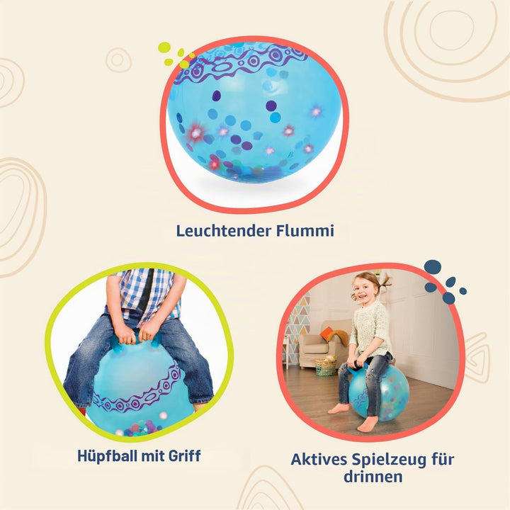 B. toys - Hop n' Glow - Blau - Blauer Trichterball - Leucht-Hüpfball - Hopper Ball für Kinder - Akti