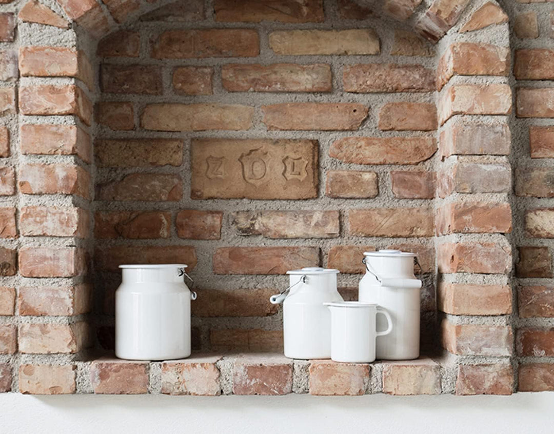 Riess, 0457-033, Oma's Milchkanne 1.5 Liter, CLASSIC-WEISS, Höhe 19.2 cm, Durchmesser 13 cm, mit Ema